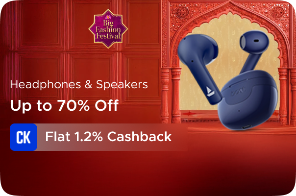Myntra:Up to 70% Off on Headphones, Speakers + Flat 1.2% Cashback